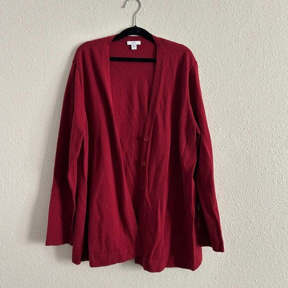 J. Jill Sweaters - J.Jill Red Petite Large Cardigan Sweater